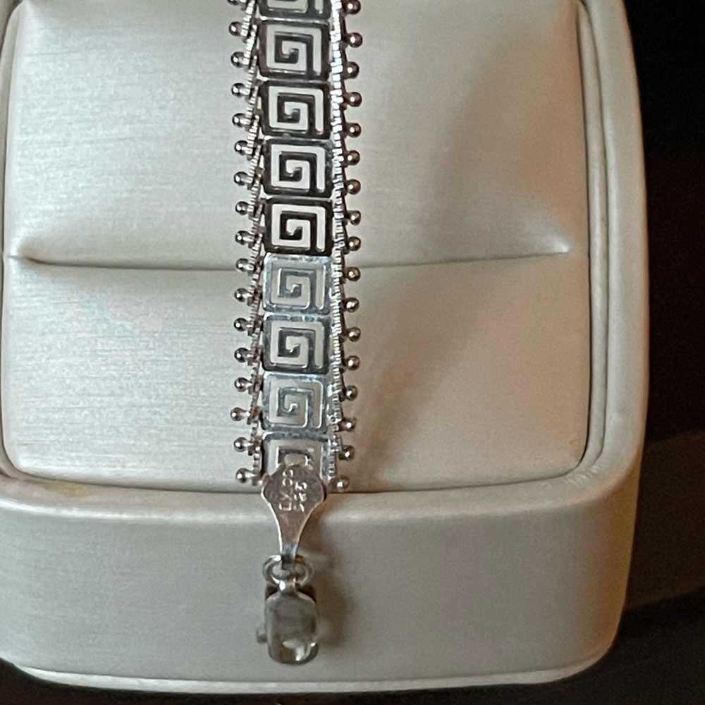 VTG 925 Mexico Silver Greek Key Bracelet - Picture 4 of 10